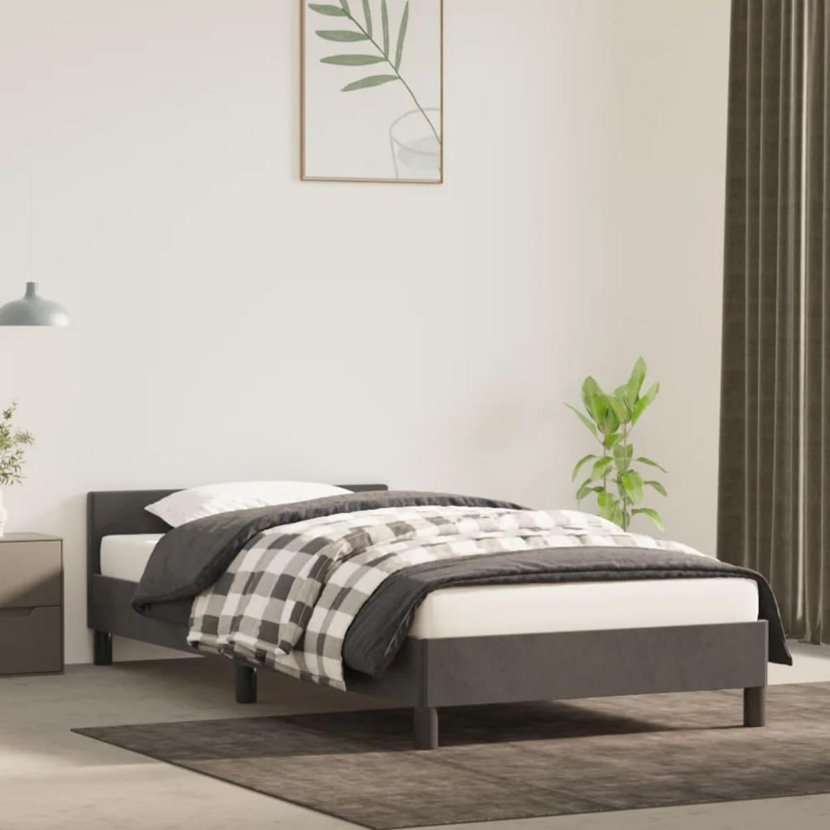 VIDAXL Cadre de lit sans matelas gris fonce 100x200 cm velours
