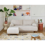 BEST MOBILIER Cristal - canapé 3 places - convertible avec coffre et pouf - en velours texturé. Coloris disponibles : Beige, Bicolore, Bleu, Rose, Gris, Orange