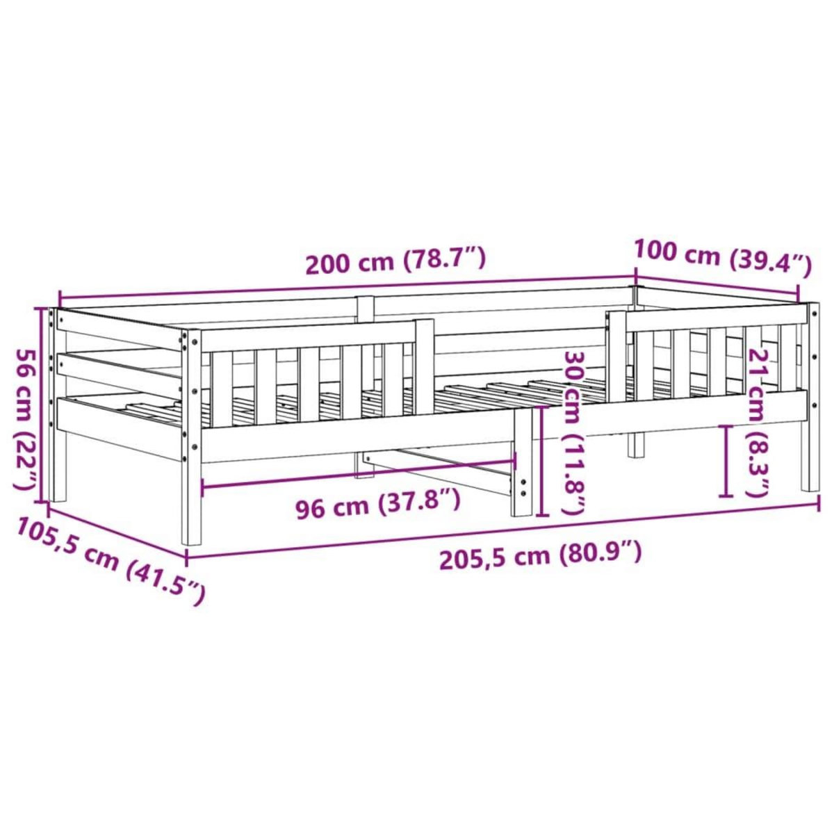 VIDAXL Cadre de lit sans matelas blanc 100x200 cm bois de pin massif
