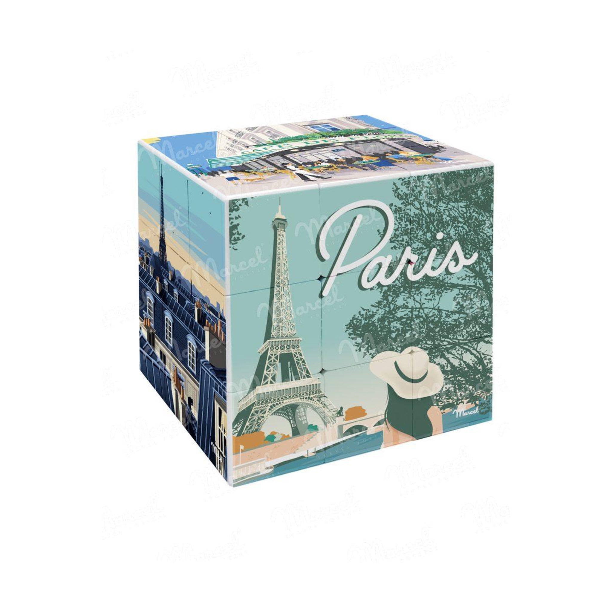 MARCEL TRAVEL POSTERS Cube de paris - casse tete 3x3 grand modele