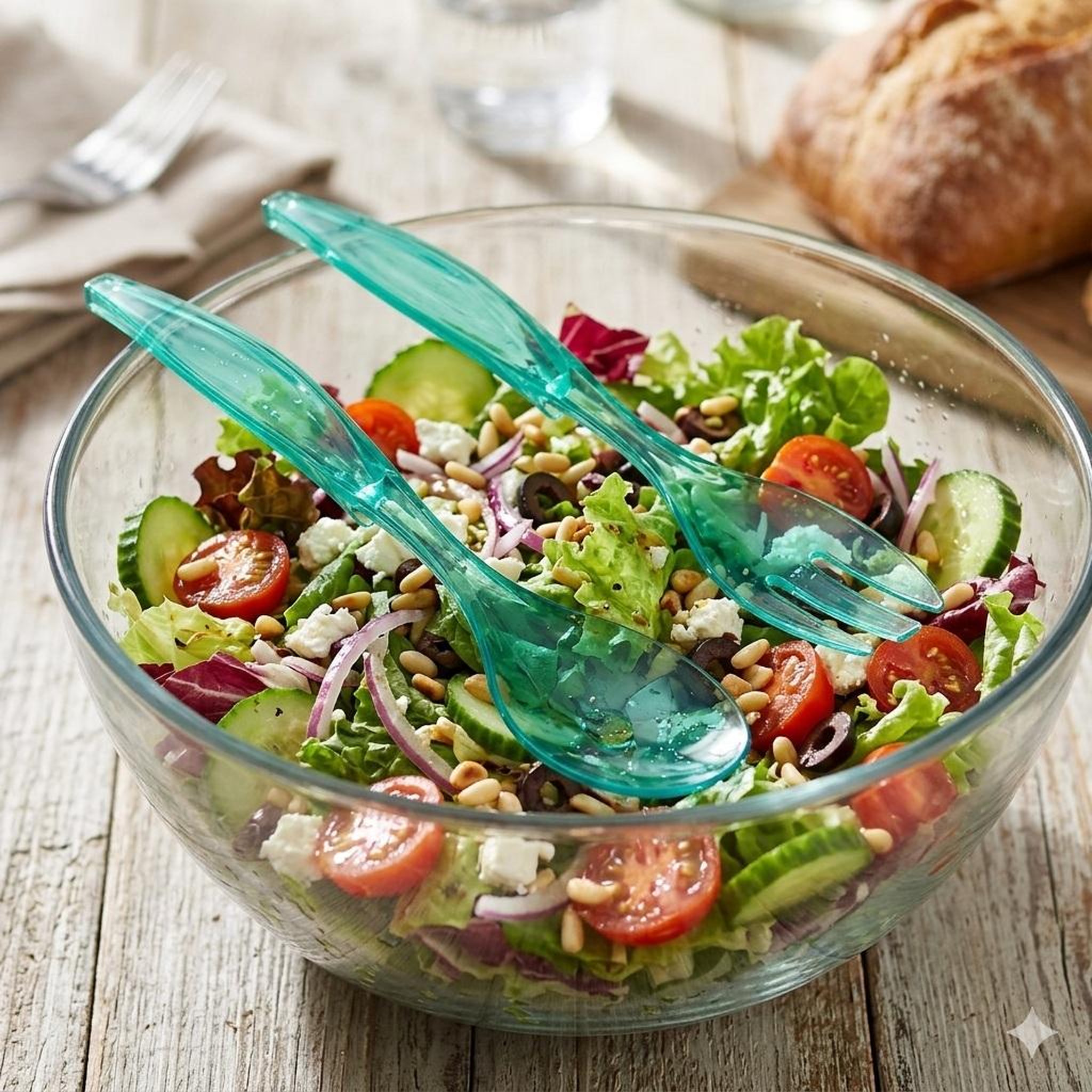 Voir la diapositive 2 : Eden Lot de 2 couverts a salade 6 x 29 cm grand chef menthe