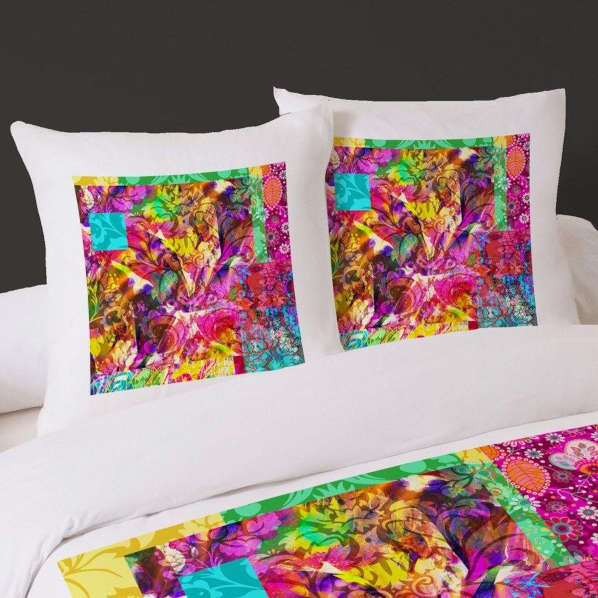 Dourev Housse de couette 240x220 ETINCELLE + 2 taies 100% coton