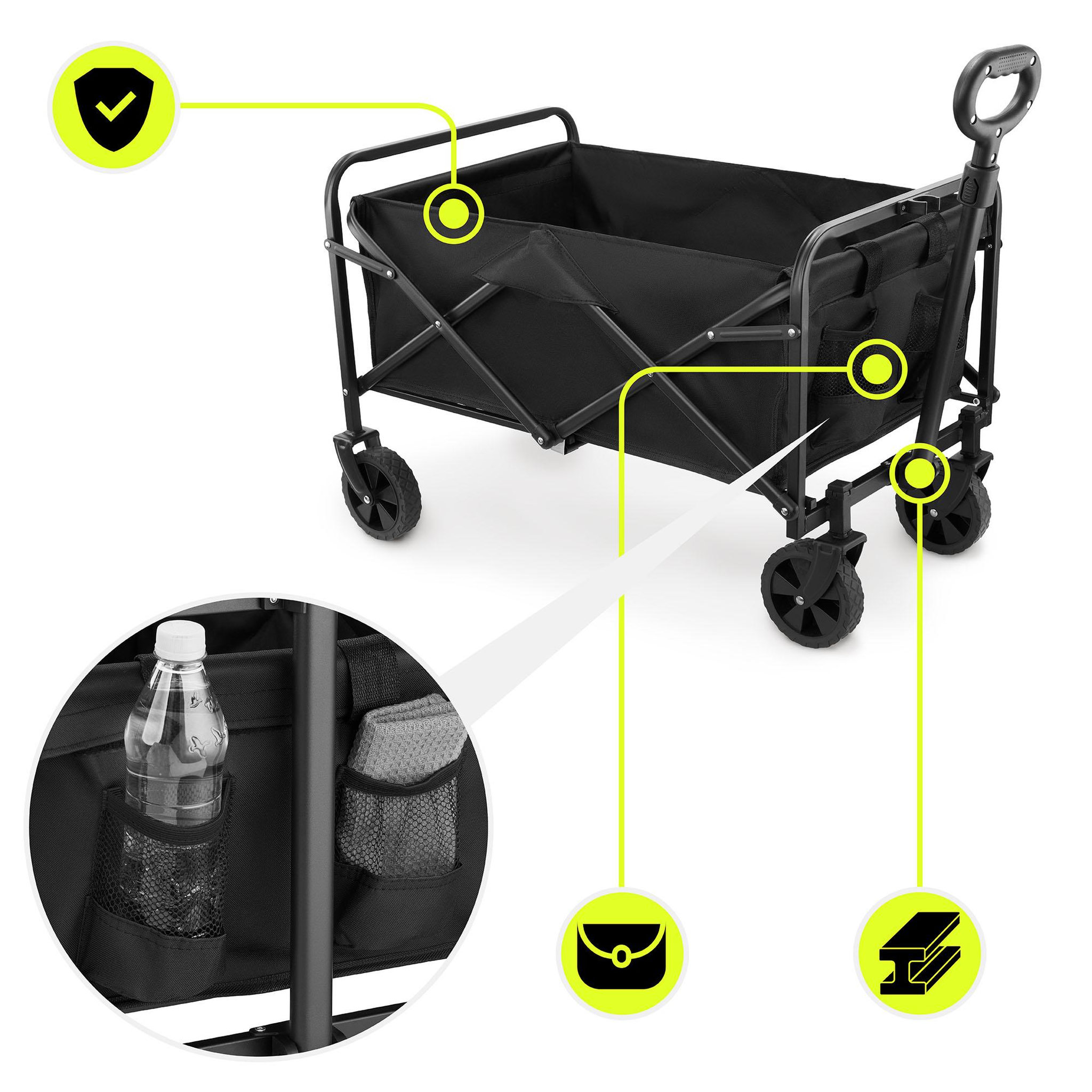 Voir la diapositive 4 : HYPERMOTION Chariot de Transport Pliable HyperMotion 80L, Trolley Compact 80kg en acier, Roues tout-terrain 7