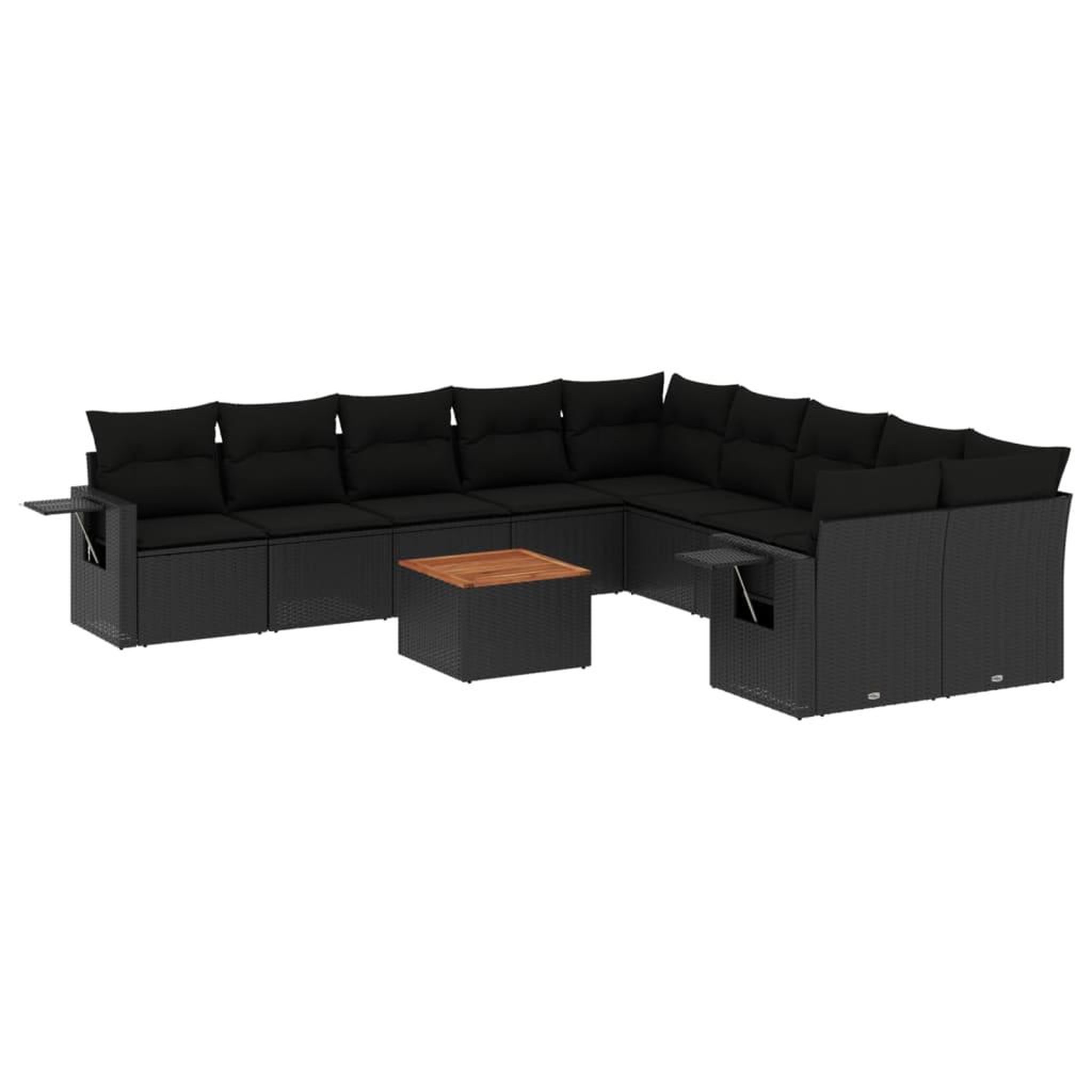 Voir la diapositive 2 : VIDAXL Salon de jardin 11 pcs avec coussins noir resine tressee