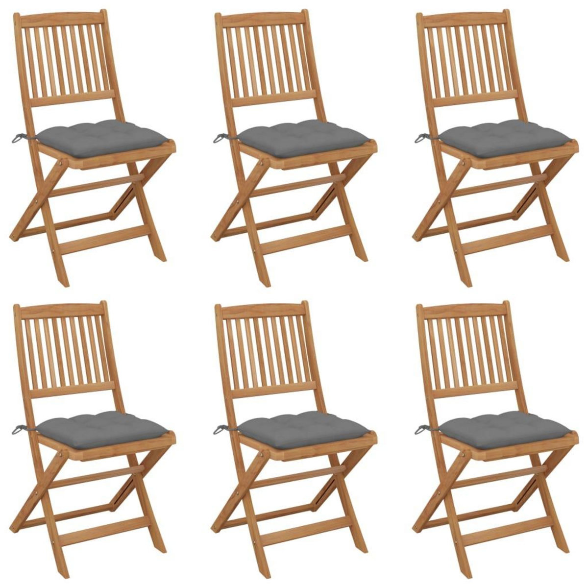 VIDAXL Chaises pliables de jardin lot de 6 avec coussins Bois d'acacia