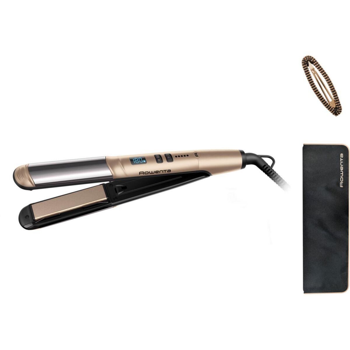 ROWENTA Lisseur Glam & Shine 2-en-1 Gamme trésor