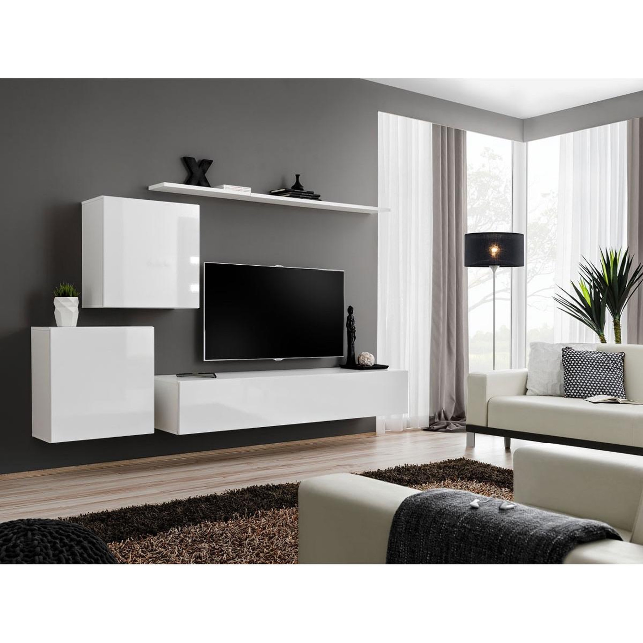 Voir la diapositive 5 : Paris Prix Meuble tv mural design  switch v  250cm blanc