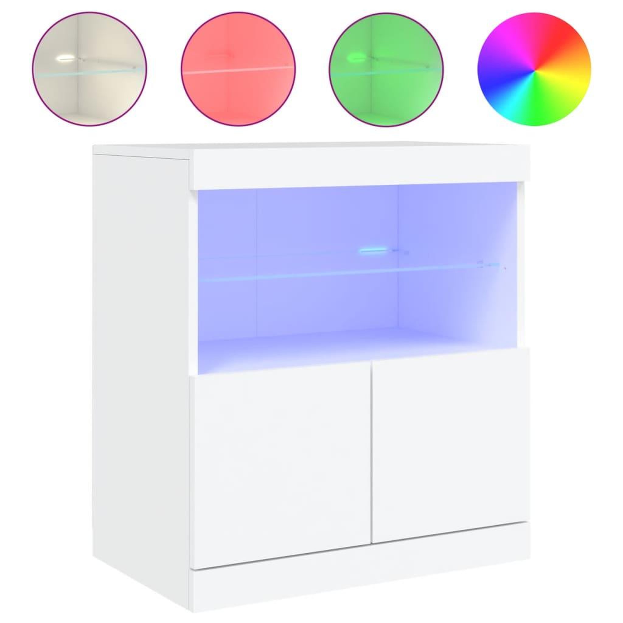 Voir la diapositive 2 : VIDAXL Buffet avec lumieres LED blanc 60x37x67 cm
