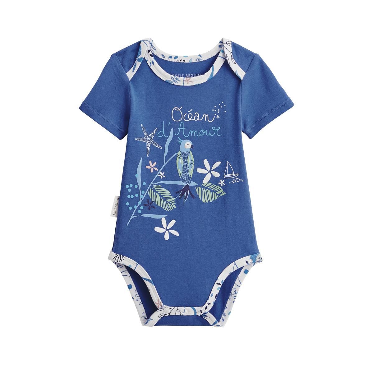 Petit Béguin Lot de 2 bodies bébé manches courtes Océan d'amour