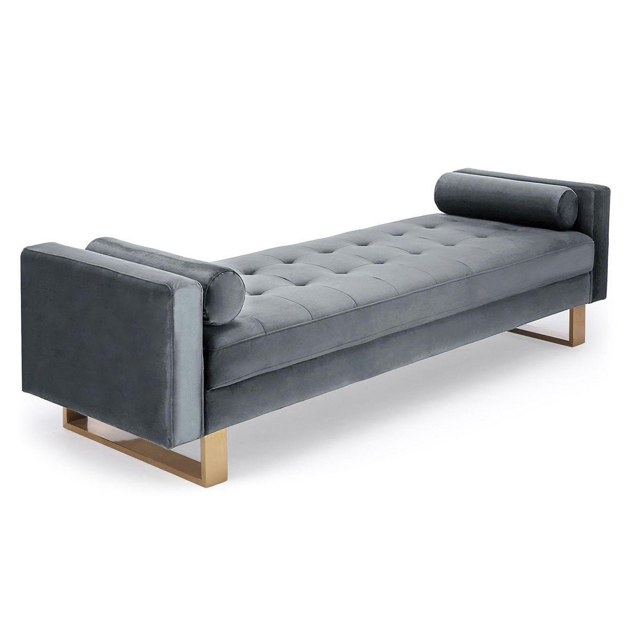 Paris Prix Banquette capitonnée velours  qena  160cm argent
