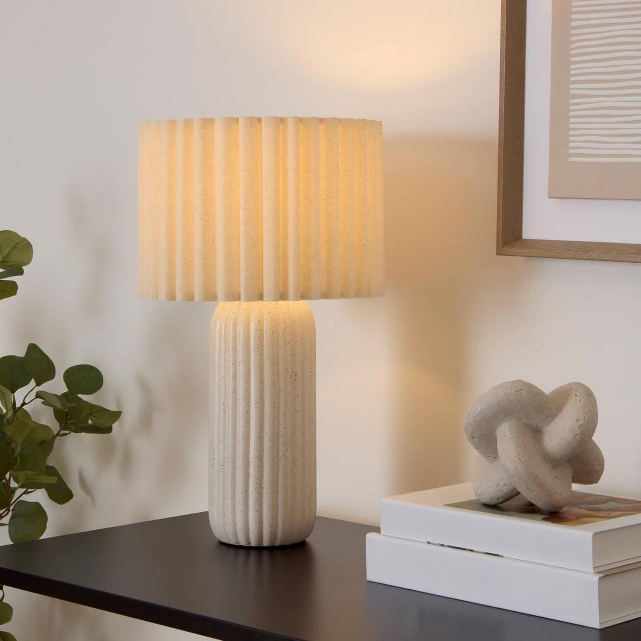 Voir la diapositive 6 : ATMOSPHERA Lampe Moucheté en Céramique  Kenan  43cm Beige