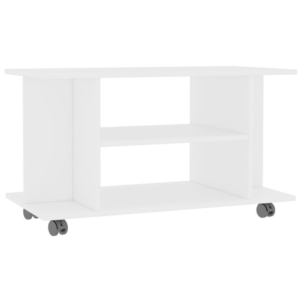 VIDAXL Meuble TV avec roulettes blanc 80x40x45 cm bois d'ingenierie