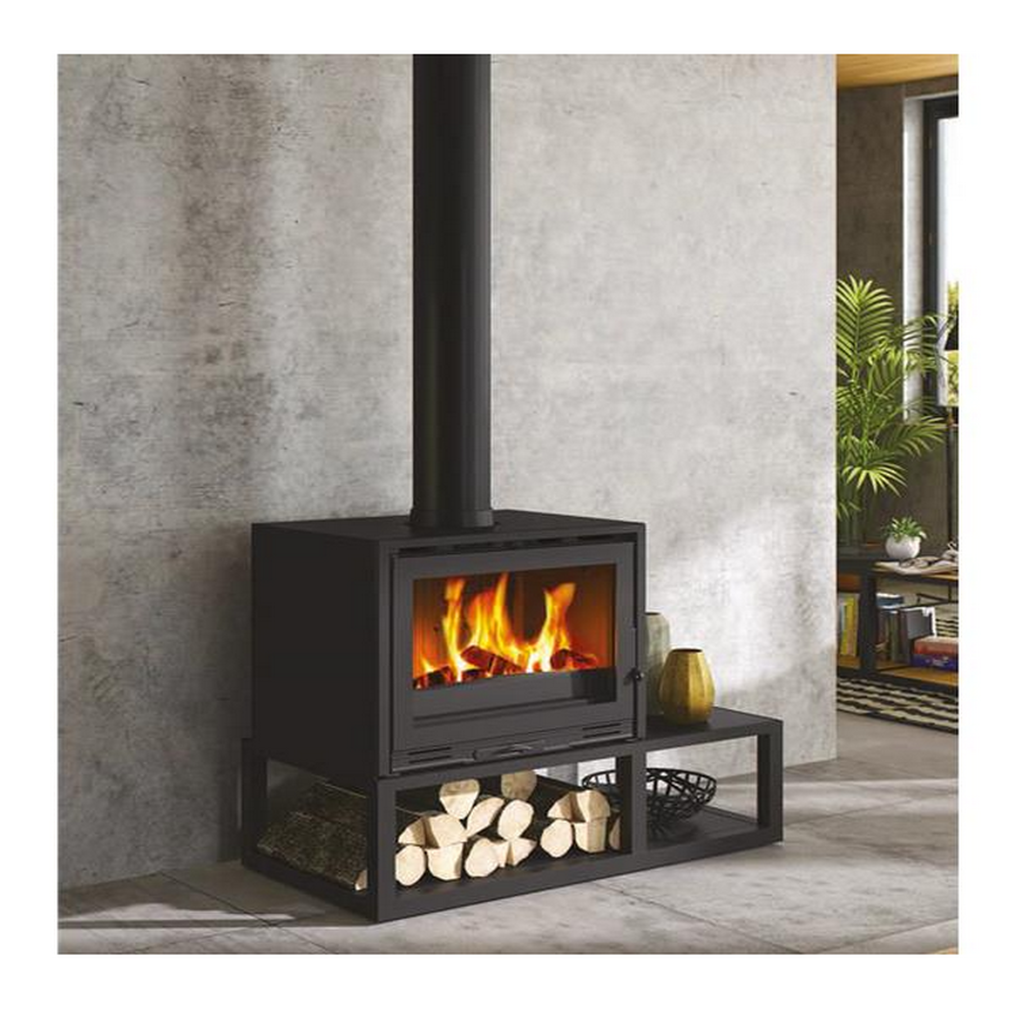 Godin Poêle à bois 7kw noir - 411108anth