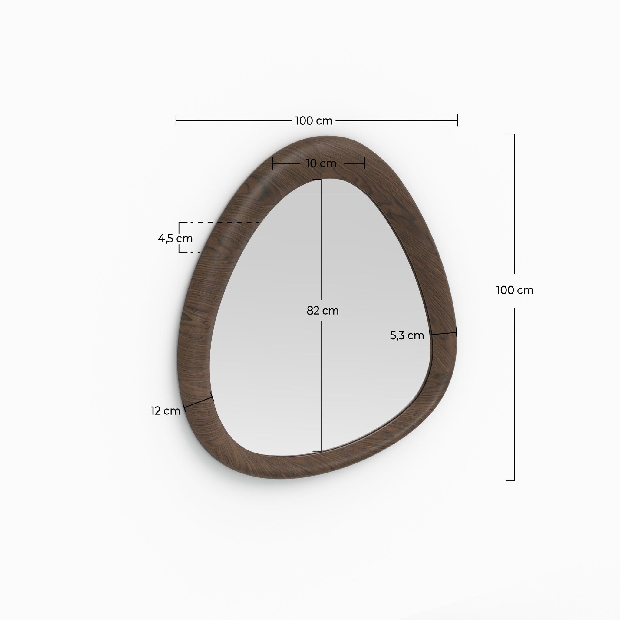 Voir la diapositive 4 : MAISON PAVANE Miroir organique en placage noyer, D100 cm-Yoko