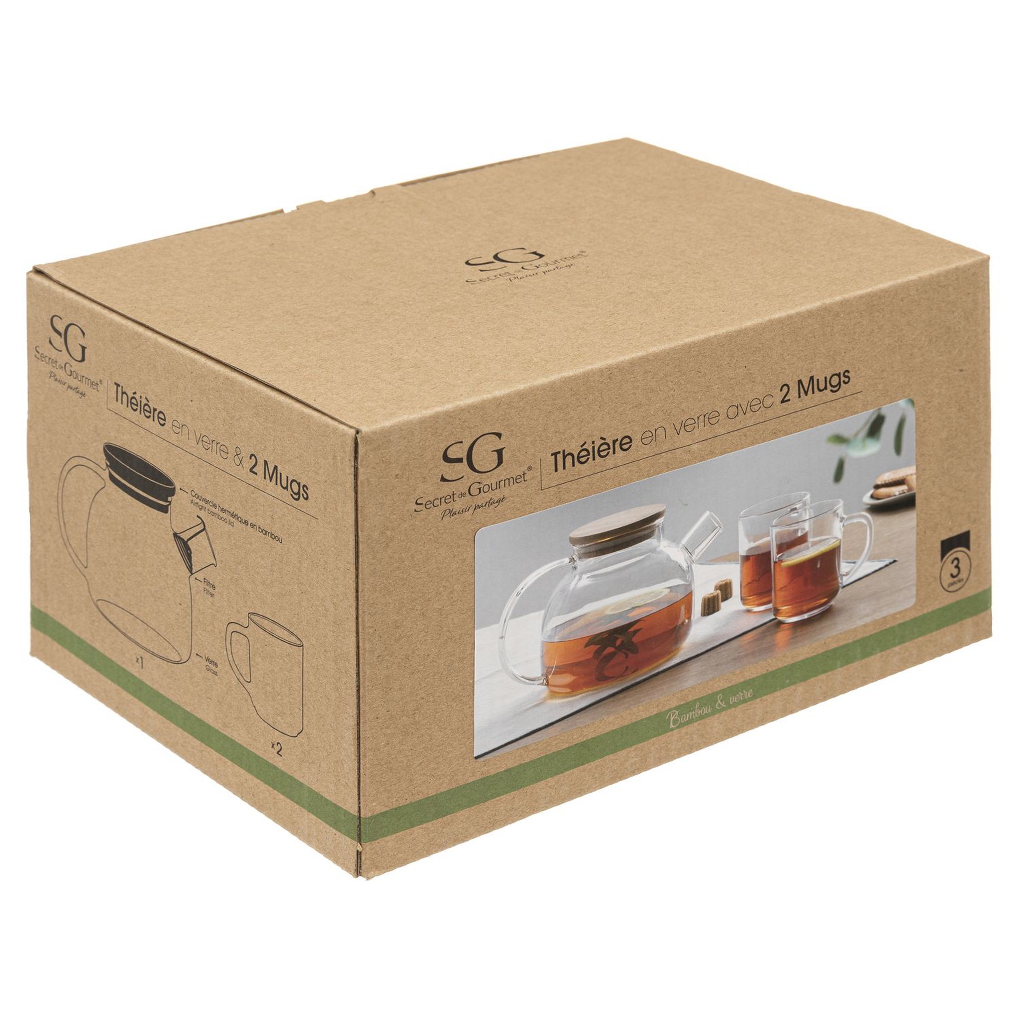Voir la diapositive 2 :  Coffret verre thé nature 80 cl 