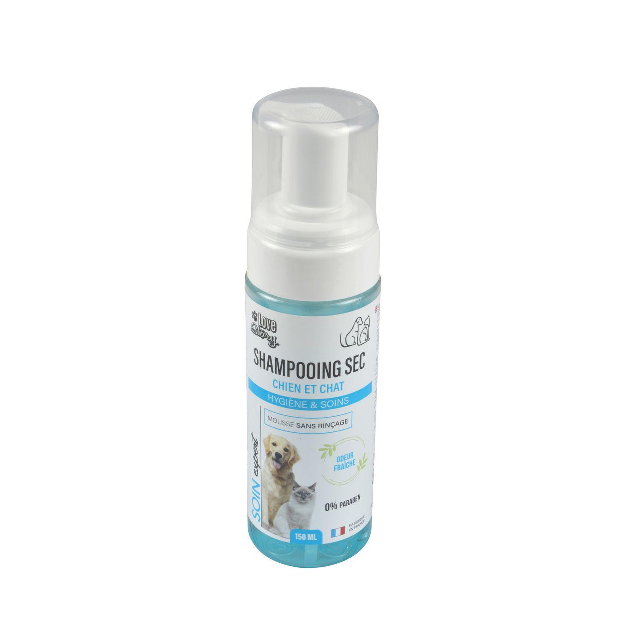 LOVE STORY Shampoing sec sans rinçage pour chien et chat - 150 ml