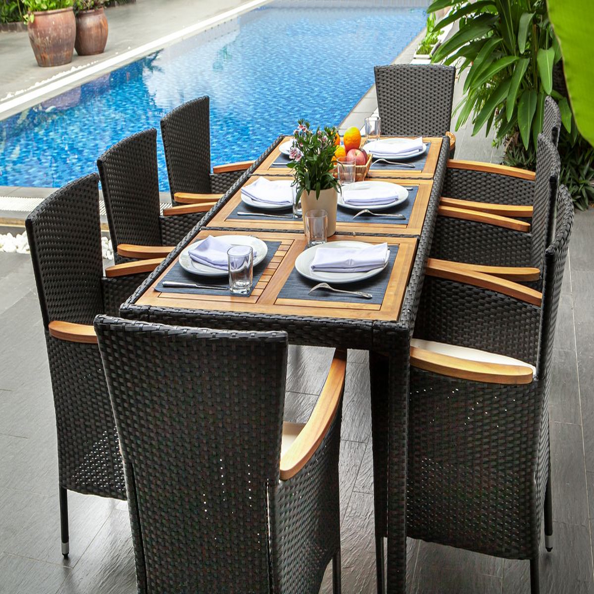 Voir la diapositive 2 : Salon de jardin 8 personnes bois acacia BELIZE