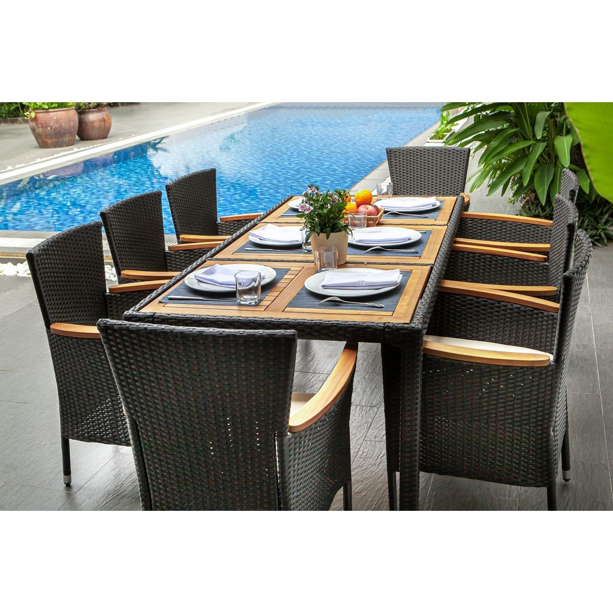 Salon de jardin 8 personnes bois acacia BELIZE