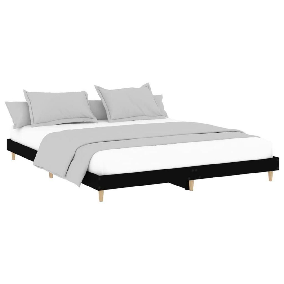 VIDAXL Cadre de lit sans matelas noir 200x200 cm bois d'ingenierie