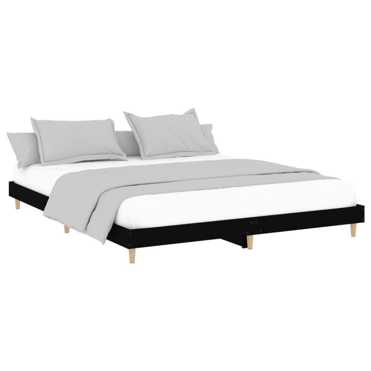 VIDAXL Cadre de lit sans matelas noir 200x200 cm bois d'ingenierie