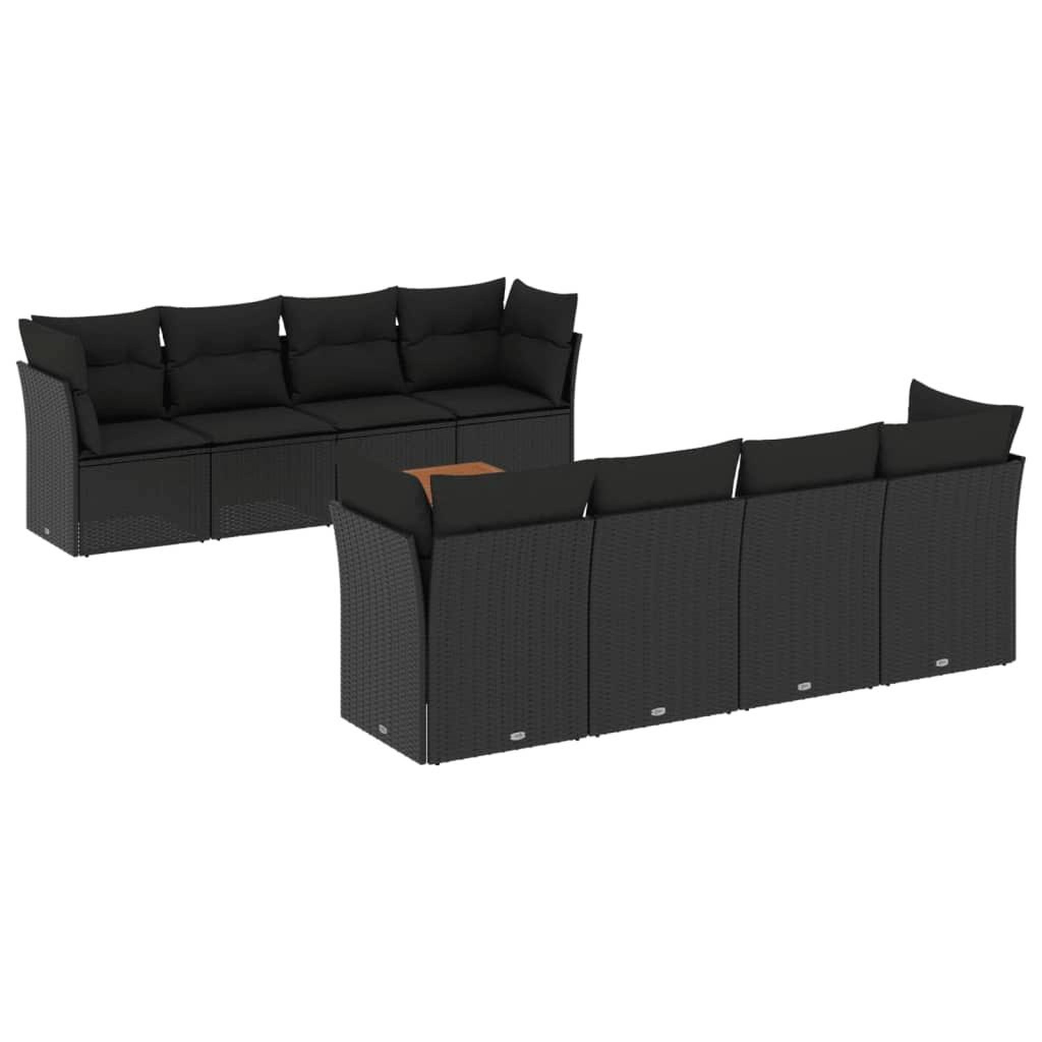 Voir la diapositive 2 : VIDAXL Salon de jardin 9 pcs avec coussins noir resine tressee