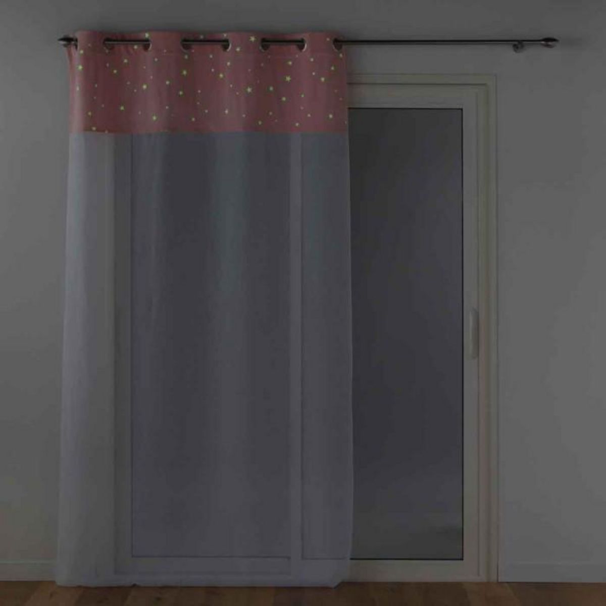 Paris Prix Rideau Voilage Phosphorescent  Moonlight  140x280cm Rose