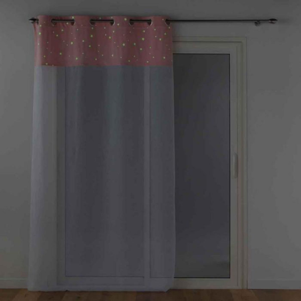 Paris Prix Rideau Voilage Phosphorescent  Moonlight  140x280cm Rose