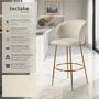 Voir la diapositive 2 : tectake Chaise de bar en velours rembourré crème/or Ensemble de 2 pièces
