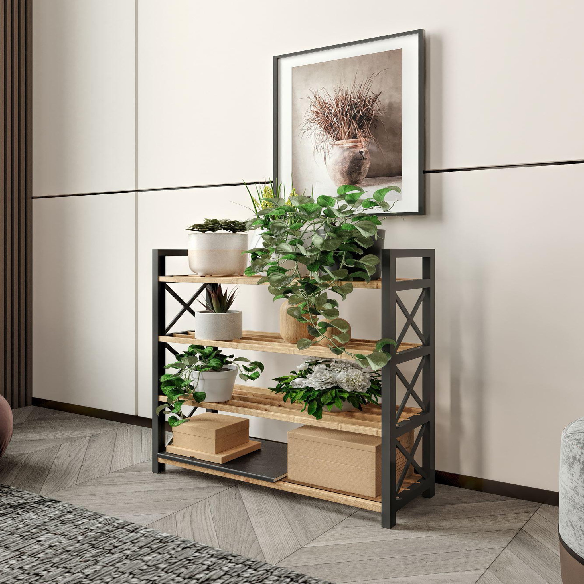 Voir la diapositive 2 : Habitat et Jardin Bibliothèque en bois  plastic  - 46 x 18 x 64 cm - noir