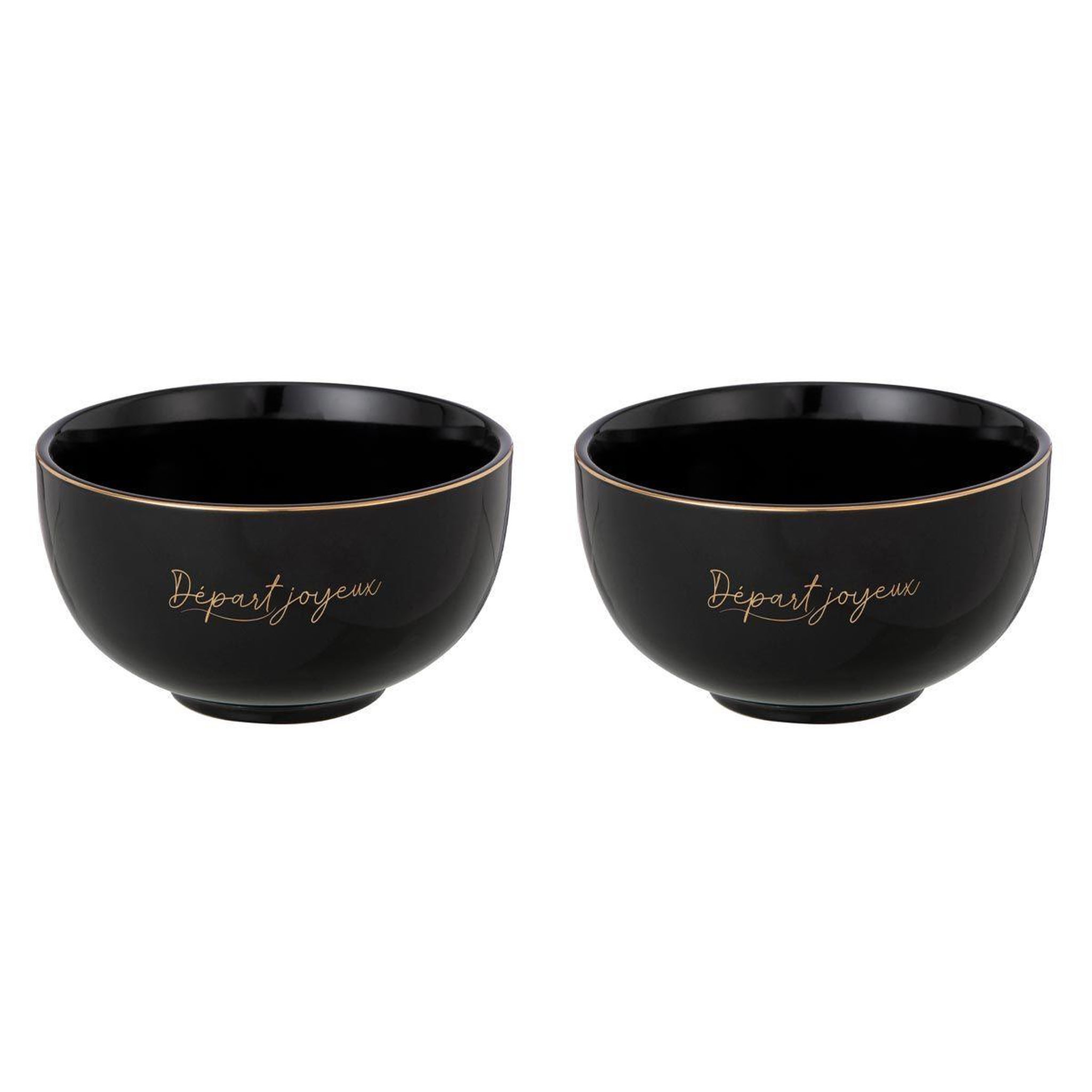 Voir la diapositive 1 : J-LINE Lot de 2 bols en porcelaine  ilene  14cm noir