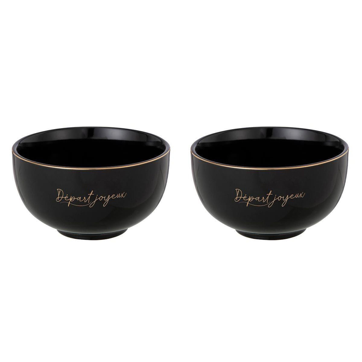 Paris Prix Lot de 2 Bols en Porcelaine  Ilene  14cm Noir