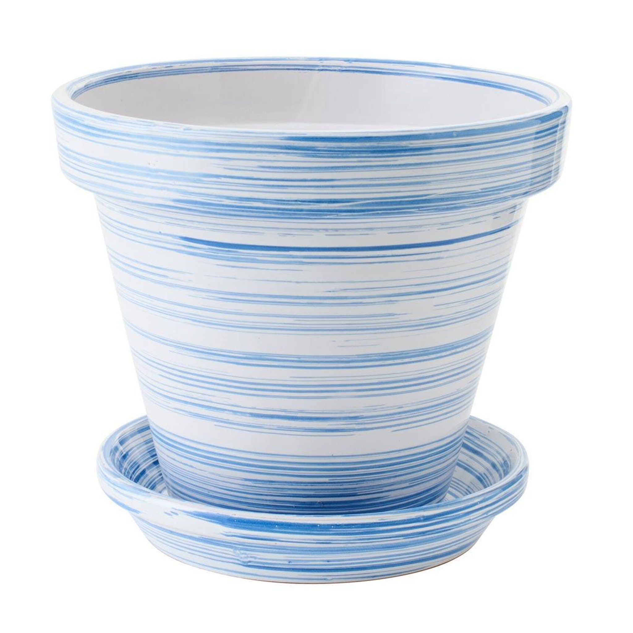 J-LINE Cache-pot avec soucoupe  julio  35cm bleu