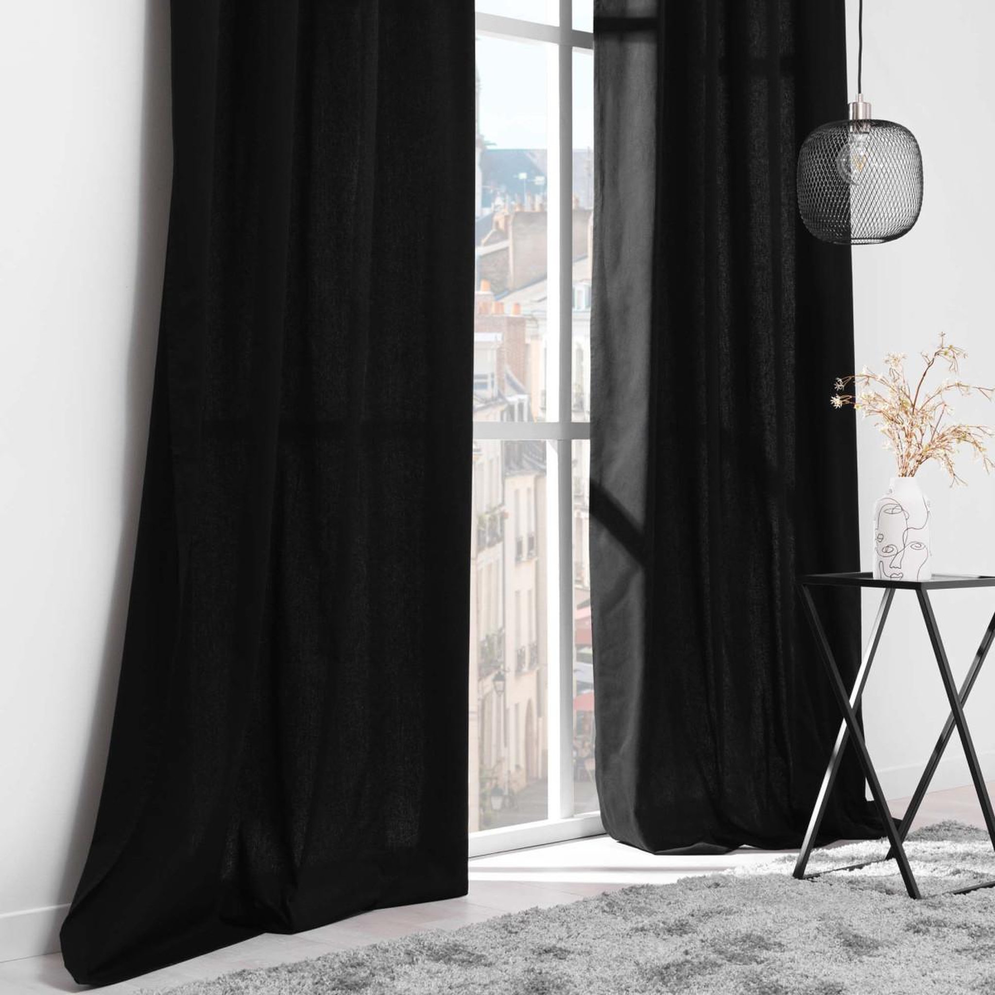 Voir la diapositive 4 : Douceur d'Intérieur Rideau à œillets  twily  135x260cm noir
