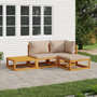 Voir la diapositive 1 : VIDAXL Salon de jardin 4 pcs avec coussins taupe bois massif