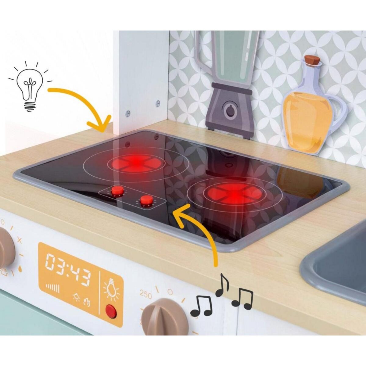 MILLY MALLY Cuisine en bois Bjorn - Set de jeu pour enfants en couleur menthe