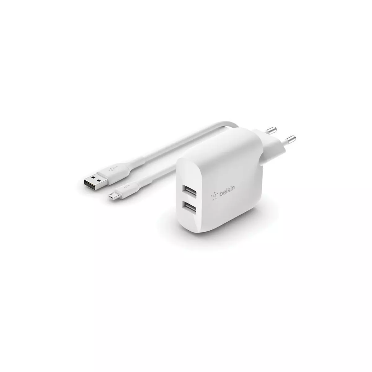 Belkin Chargeur secteur 24W 2xUSB-A + Cable micro USB 1m blanc
