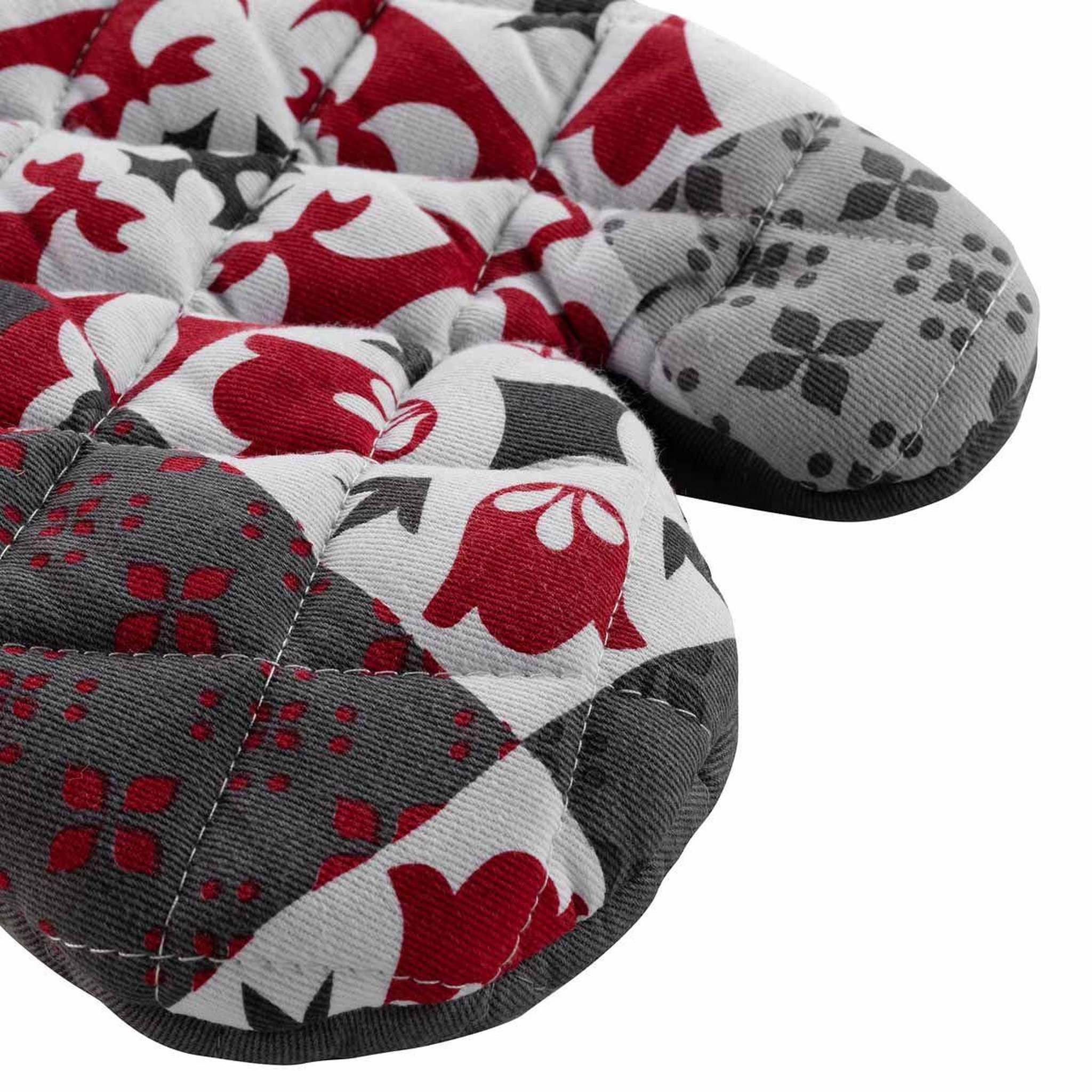 Voir la diapositive 3 : Douceur d'Intérieur Gant de cuisine  credence  30cm gris & rouge