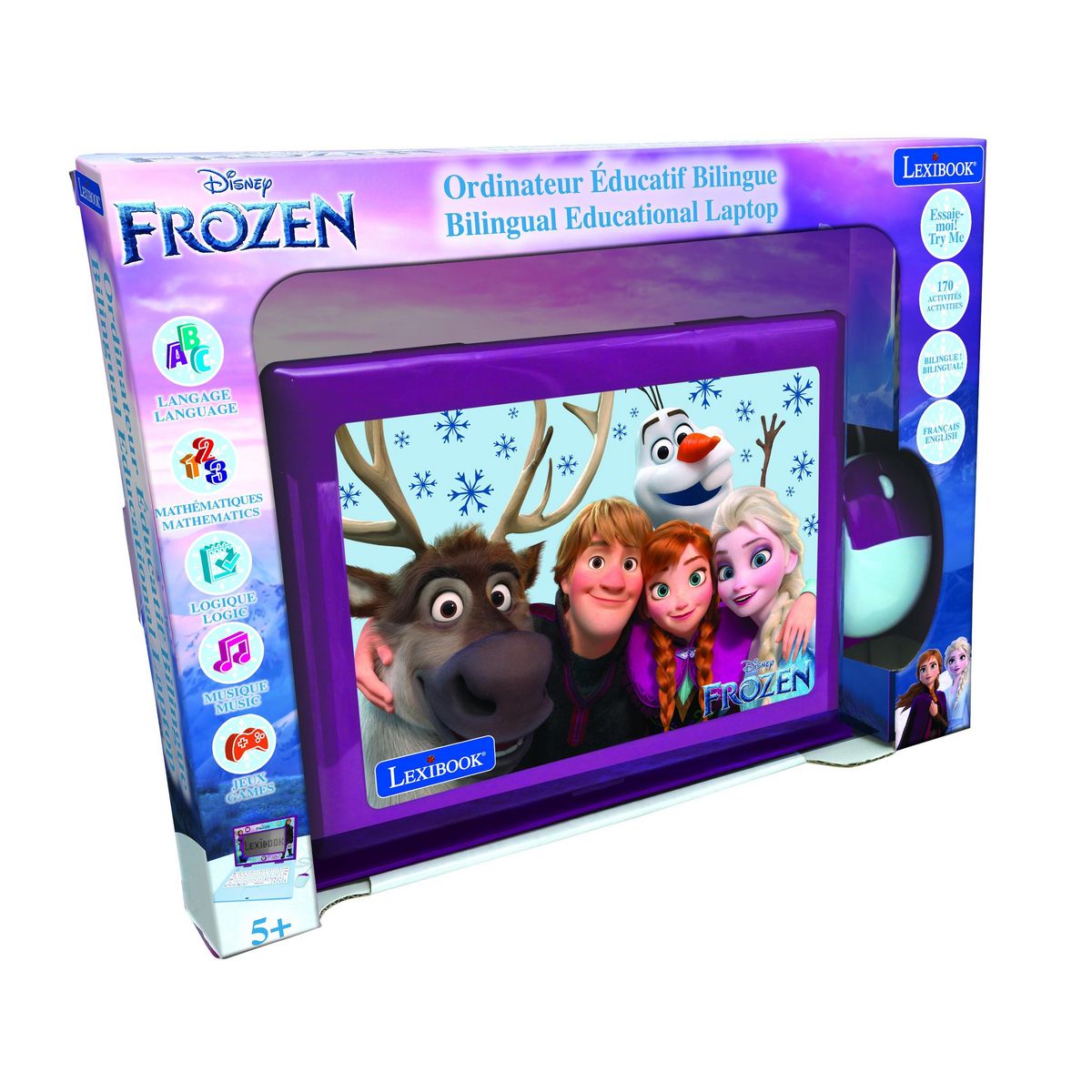 Lexibook Ordinateur portable  6.7” éducatif bilingue La reigne des neige (FR/EN)