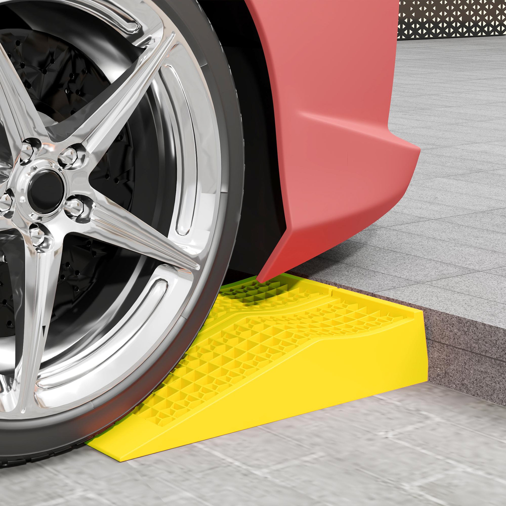 Voir la diapositive 2 : HOMCOM Ensemble de 2 rampes de levage voiture caravane camping-car véhicule utilitaire 30T max. jaune
