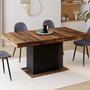 Voir la diapositive 4 : ID MARKET Table à manger extensible rectangle EDEN 6-10 personnes plateau HAWKINS bois foncé et noir 160-200cm
