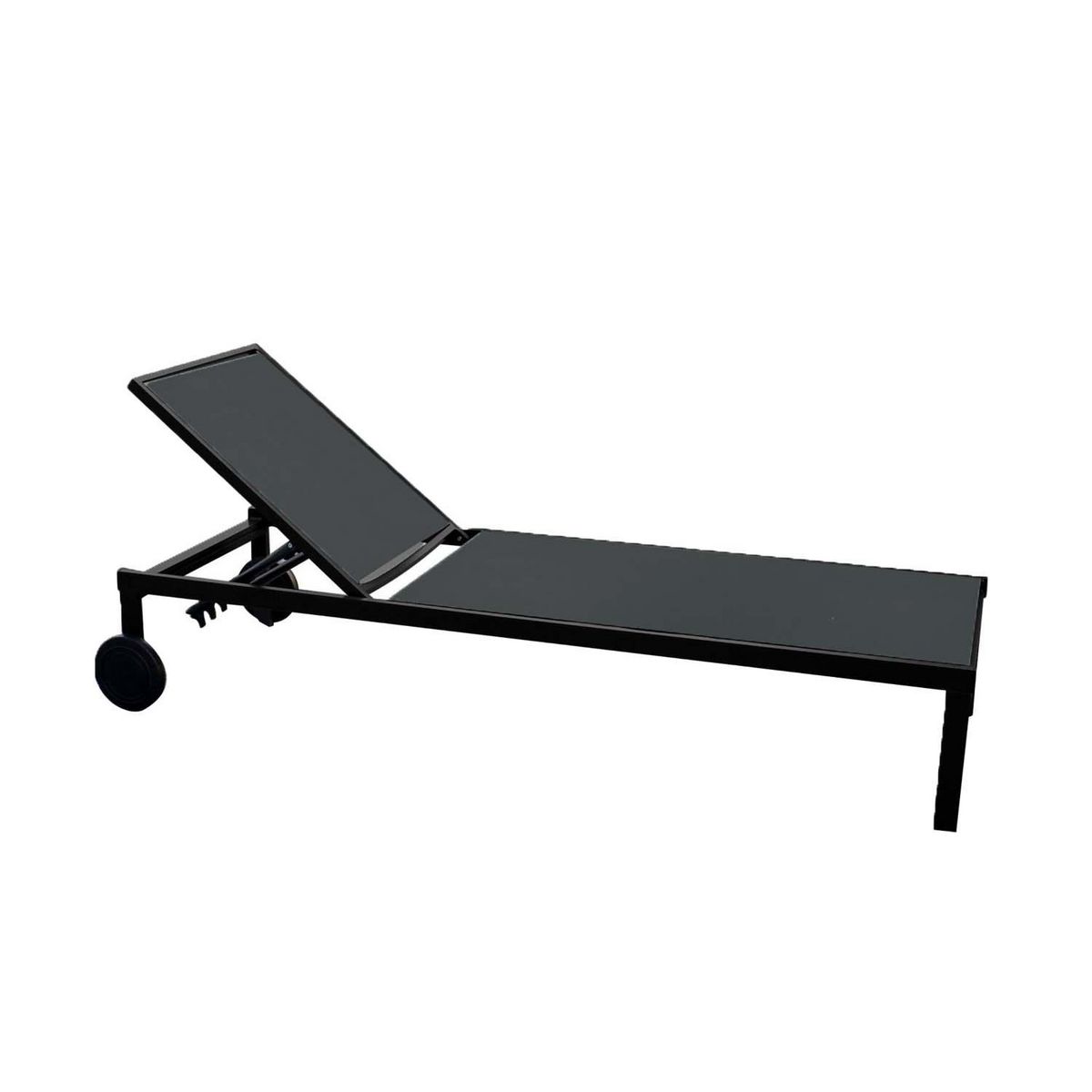 CONCEPT USINE Lot de 2 transats inclinables avec roulettes en aluminium noir CUBA