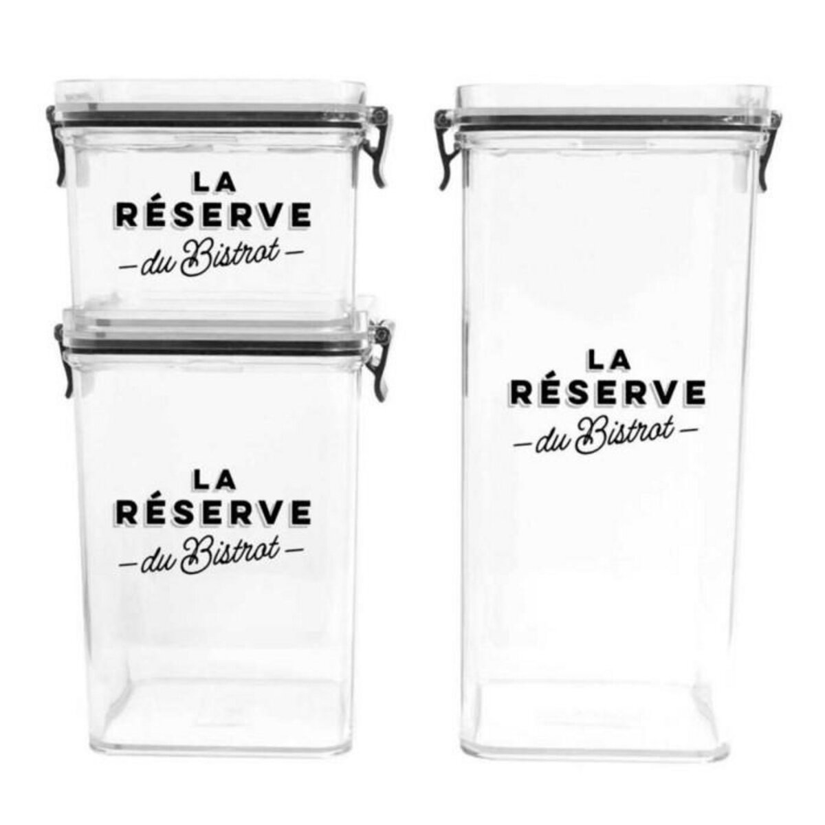 Paris Prix Lot de 3 Boîtes de Conservation Empilables  Bistrot  2,46L Transparent