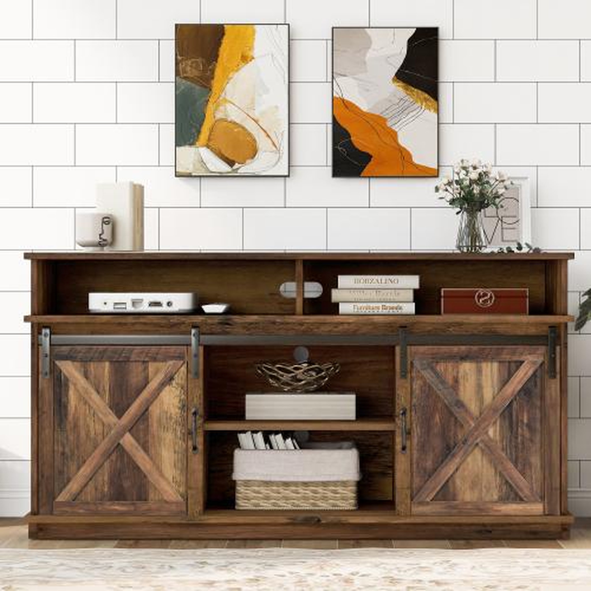 Voir la diapositive 4 : MERAX Meuble tv marron 148 cm panneau de particules