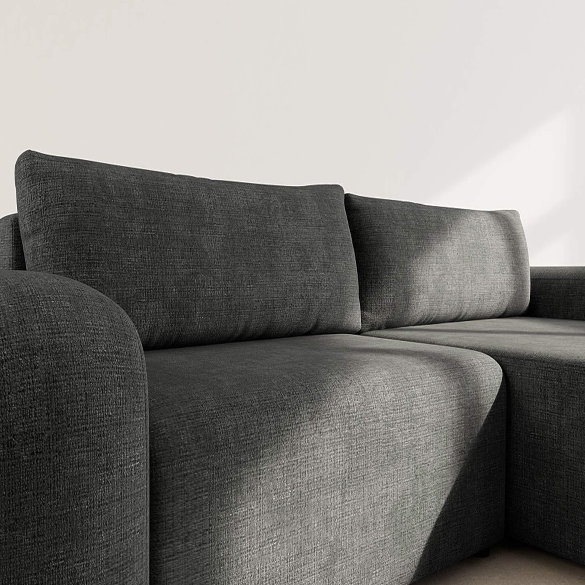 Voir la diapositive 4 : BEST MOBILIER Rebecca - canapé d'angle droit 4 places convertible avec coffre en velours texturé