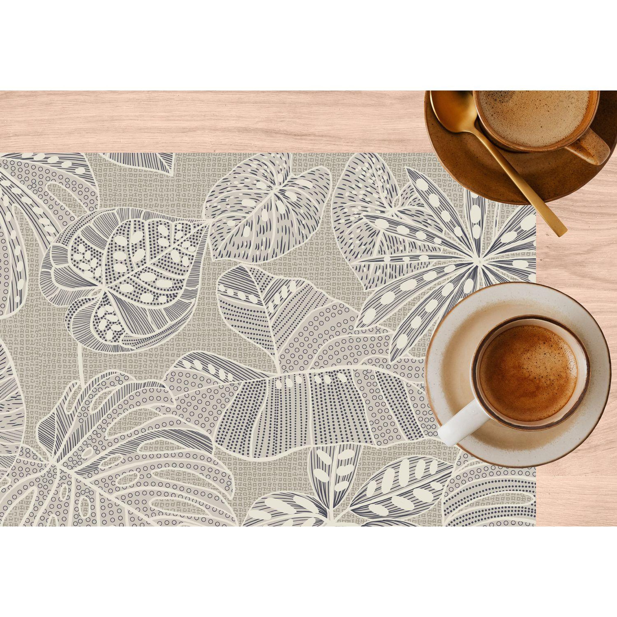 Voir la diapositive 2 : TOILINUX Lot de 2 sets de table motifs tropical wild - 28 x 43 cm - ecru