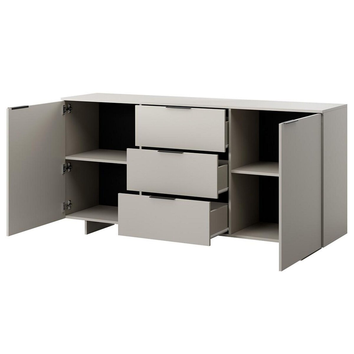 BEST MOBILIER Canterbury - buffet bas - beige - 3 tiroirs et 2 portes - 180 cm