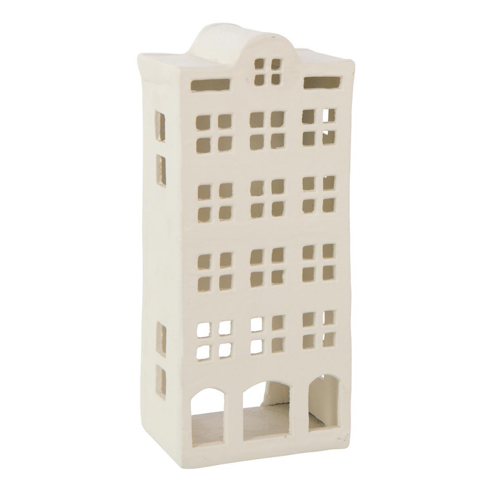 J-LINE Photophore Déco en Métal  Winter  21cm Blanc