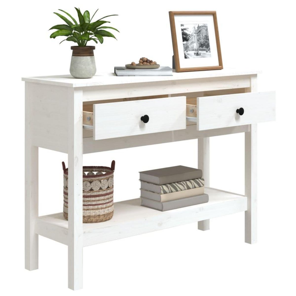 VIDAXL Table console Blanc 100x35x75 cm Bois massif de pin