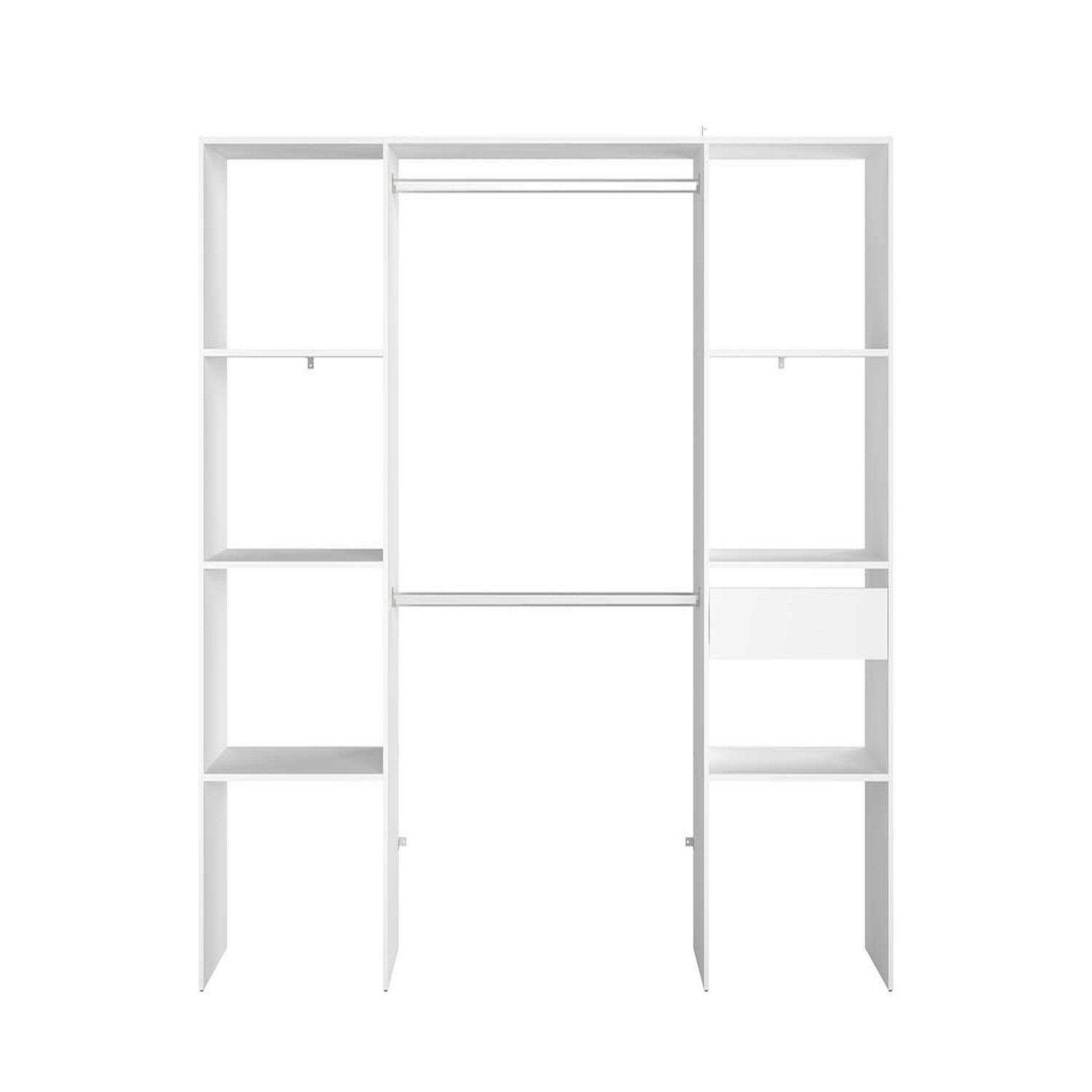 CONCEPT USINE Dressing blanc 6 étagères 1 tiroir 2 penderies 220 x 40 x 180 cm ELYSEE