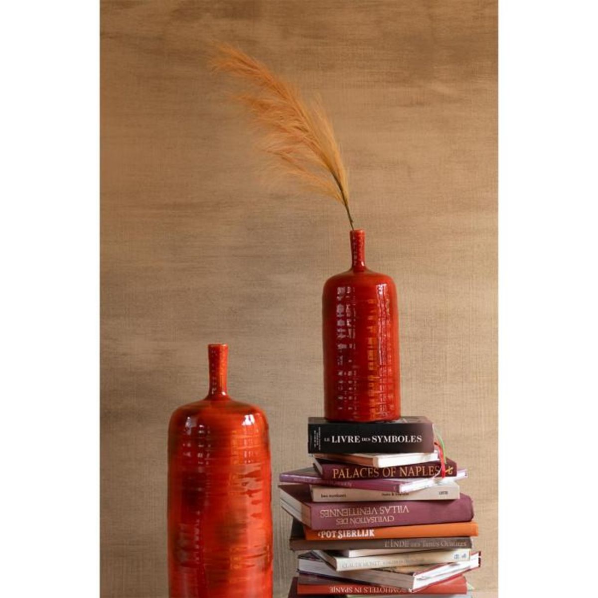 Paris Prix Vase Bouteille en Céramique  Akane  49cm Rouge